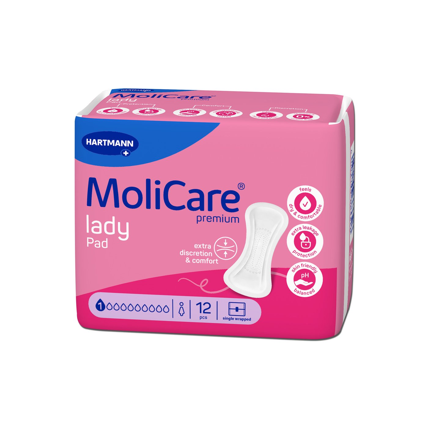 Gallery Image of MoliCare Premium Lady Pad 1 Tropfen, Inkontinenzeinlage für Frauen leichte Blasenschwäche, Aloe Vera, atmungsaktiv
