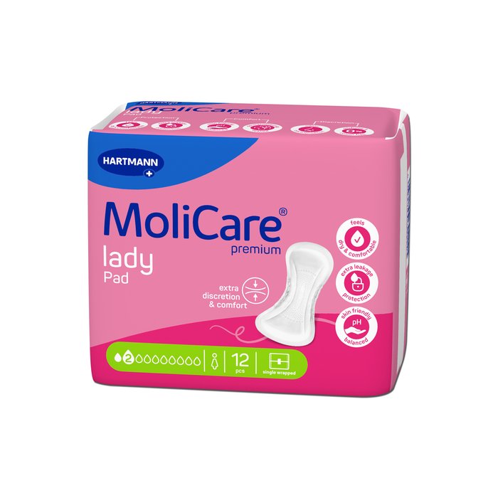 Product Image of MoliCare Premium Lady Pad 2 Tropfen, Inkontinenzeinlage für Frauen leichte Blasenschwäche, Aloe Vera, Tag und Nacht