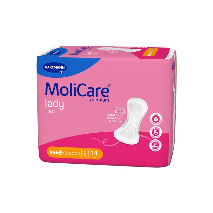 Product Image of MoliCare Premium Lady Pad 4 Tropfen, Inkontinenzeinlage Frauen mittlere Blasenschwäche, Aloe Vera, Tag und Nacht