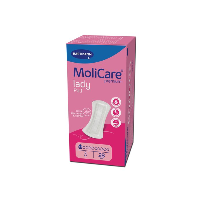 Product Image of MoliCare Premium Lady Pad 0,5 Tropfen, Inkontinenzeinlage für Frauen sehr leichte Blasenschwäche, Aloe Vera