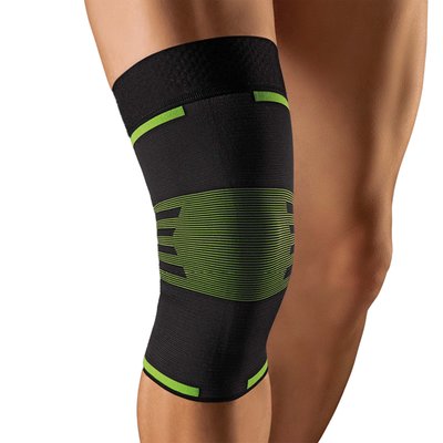 Produktbild für Bort Kniebandage ActiveColor Sport, Sport-Kniestabilisierung Kompressionsklasse II, Silikonhaftband, schwarz-grün