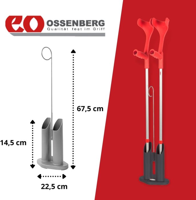 Product Image of Ossenberg Stockständer, Gehhilfen-Ständer für 2 Gehstöcke, Kunststoff, Edelstahlgriff, anthrazit