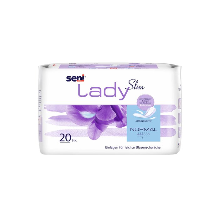 Product Image of Seni Lady Slim Normal, Inkontinenzeinlage für Frauen diskret dünn, atmungsaktiv, latexfrei, 20 Stück