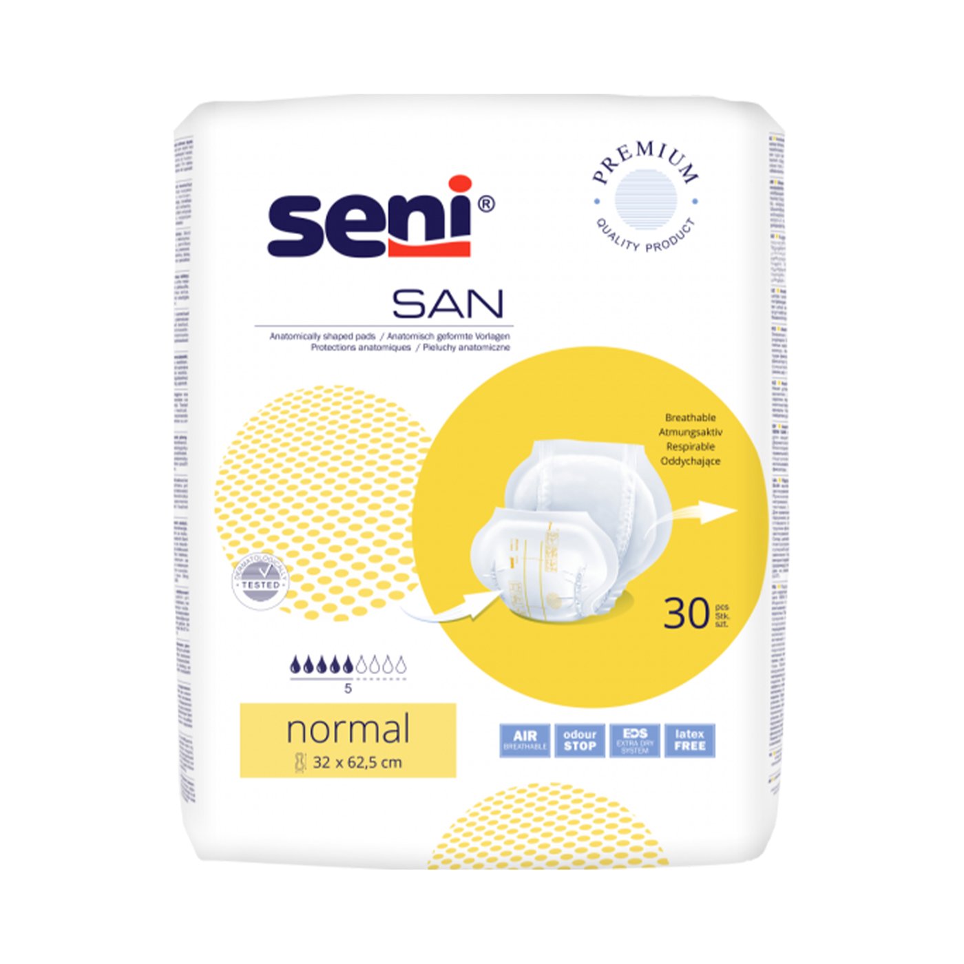 Gallery Image of Inkontinenzvorlagen Seni San Normal Unisex anatomisch geformt