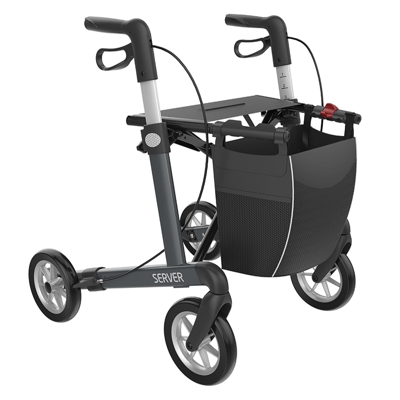 Gallery Image of Rehasense Rollator Server Aluminium, leichter Gehwagen faltbar, Soft-Räder, abnehmbare Einkaufstasche