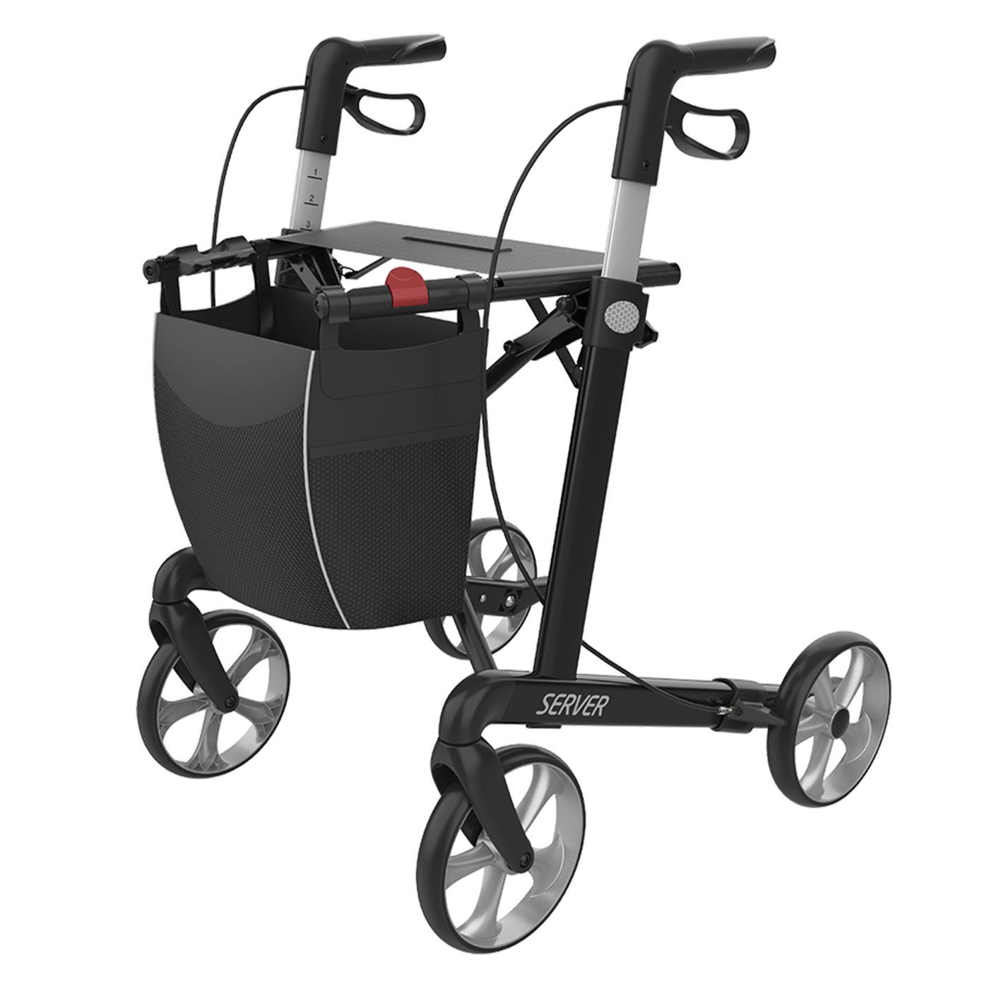 Gallery Image of Rehasense Rollator Server Aluminium, leichter Gehwagen faltbar, TPE-Räder, abnehmbare Einkaufstasche