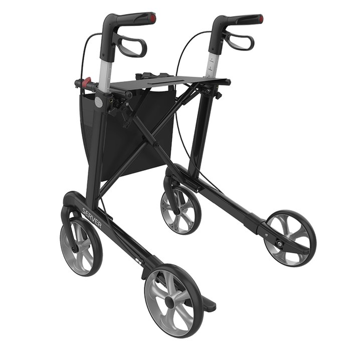 Product Image of Rehasense Rollator Server Aluminium, leichter Gehwagen faltbar, TPE-Räder, abnehmbare Einkaufstasche