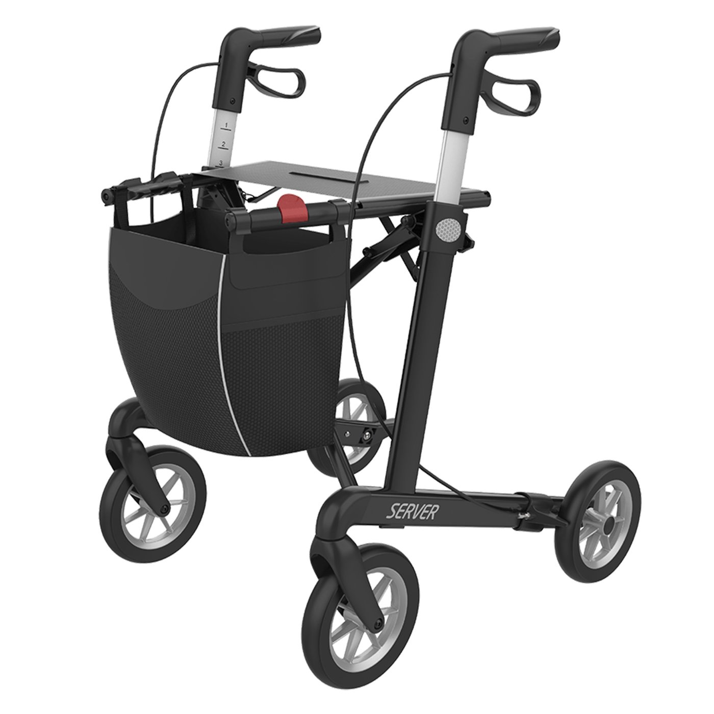 Gallery Image of Rehasense Rollator Server Aluminium, leichter Gehwagen faltbar, Soft-Räder, abnehmbare Einkaufstasche