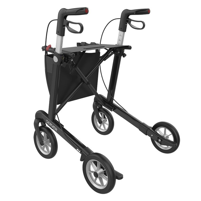 Product Image of Rehasense Rollator Server Aluminium, leichter Gehwagen faltbar, Soft-Räder, abnehmbare Einkaufstasche