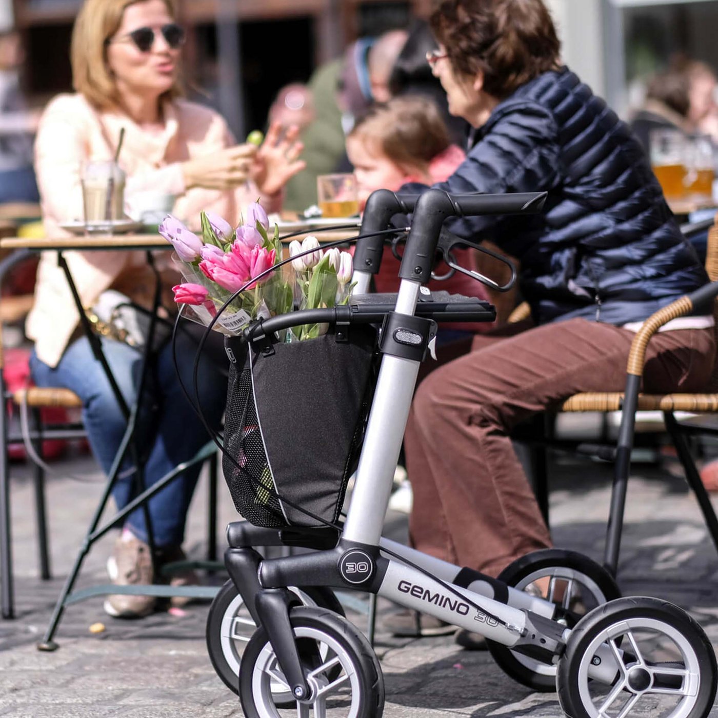 Gallery Image of Rollator GEMINO 30 Comfort Stoßdämpfung Korb 10 kg outdoor