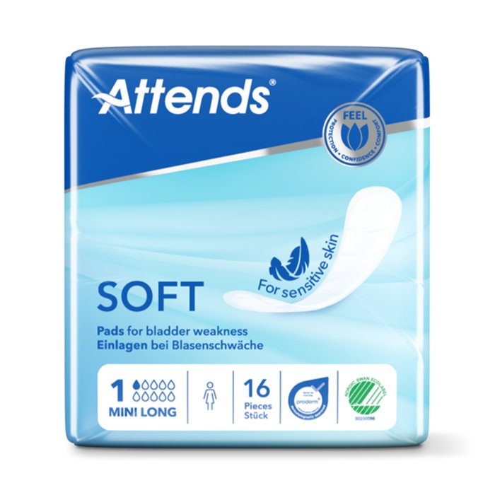 Product Image of Inkontinenzeinlagen Attends Soft 1 Mini Long ultradünn 12x16 Stk.