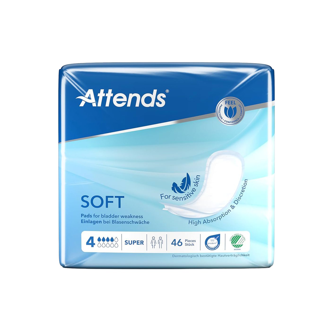 Gallery Image of Attends Soft 4 Super, Inkontinenzeinlage mittlere Blasenschwäche, atmungsaktiv, weiche Vliesoberfläche