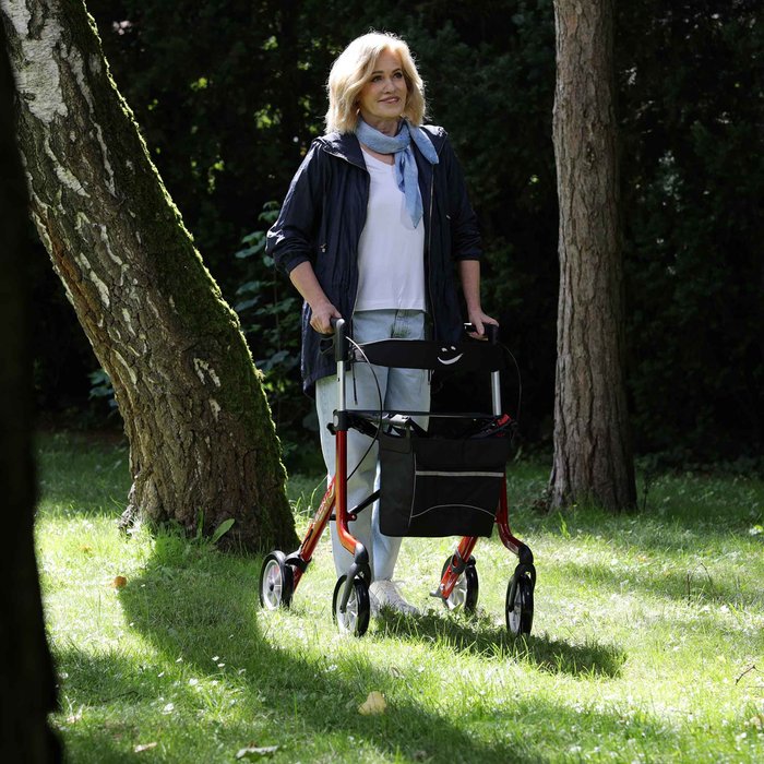 Product Image of Rehasense Rollator XEON Aluminium, faltbarer Gehwagen kompakt, Click-Safe-Faltmechanismus, PUR-Softbereifung