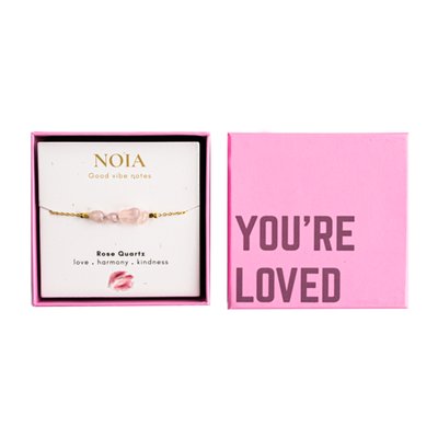Noia Jewellery | Armband Rozenkwarts | Goudkleurig
