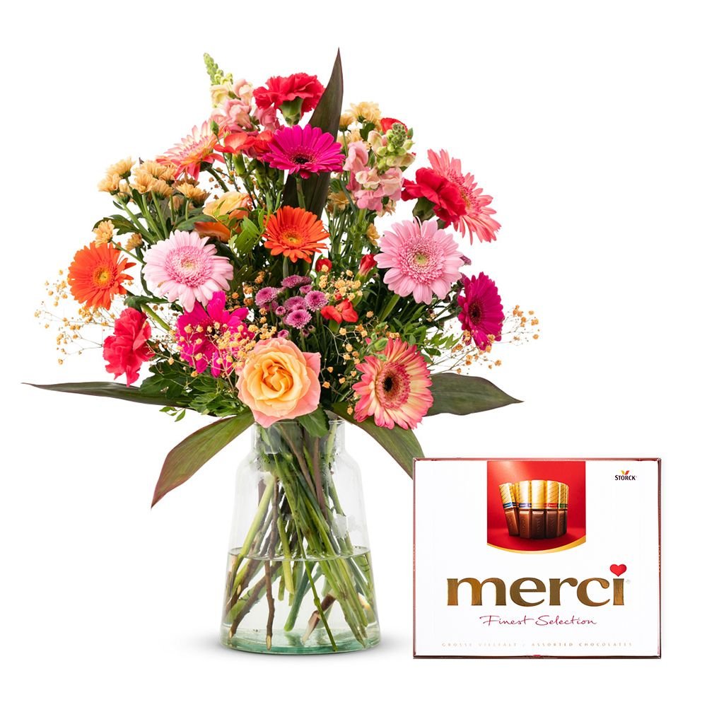 Merci | Boeket Passievol chocolade 250g | Flowers