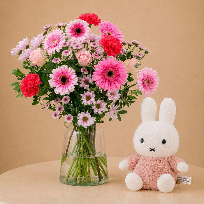 Boeket Zachtroze & Nijntje knuffel roze