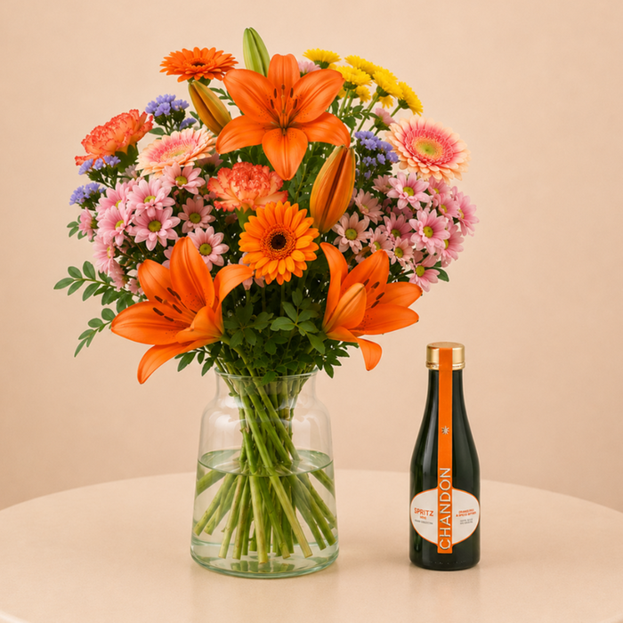 Boeket Seizoensstralen & Chandon spritz