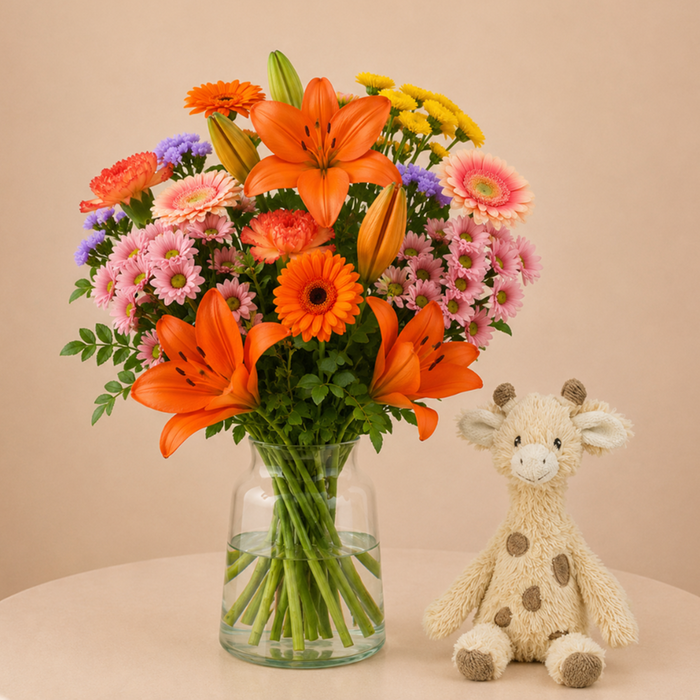 Boeket Seizoensstralen & Happy Horse giraffe