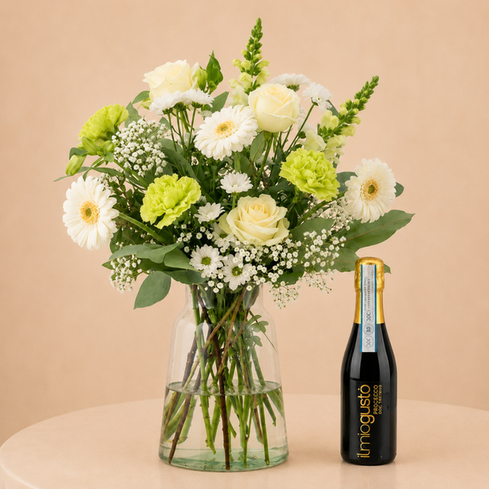 Boeket Waardevol Wit & Il Miogusto prosecco