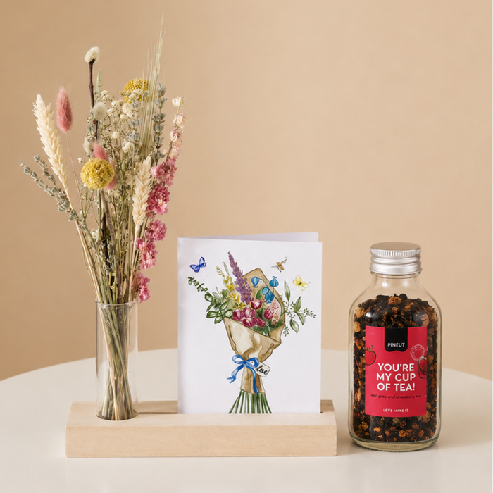 Brievenbus | Droogbloemen plankje met thee