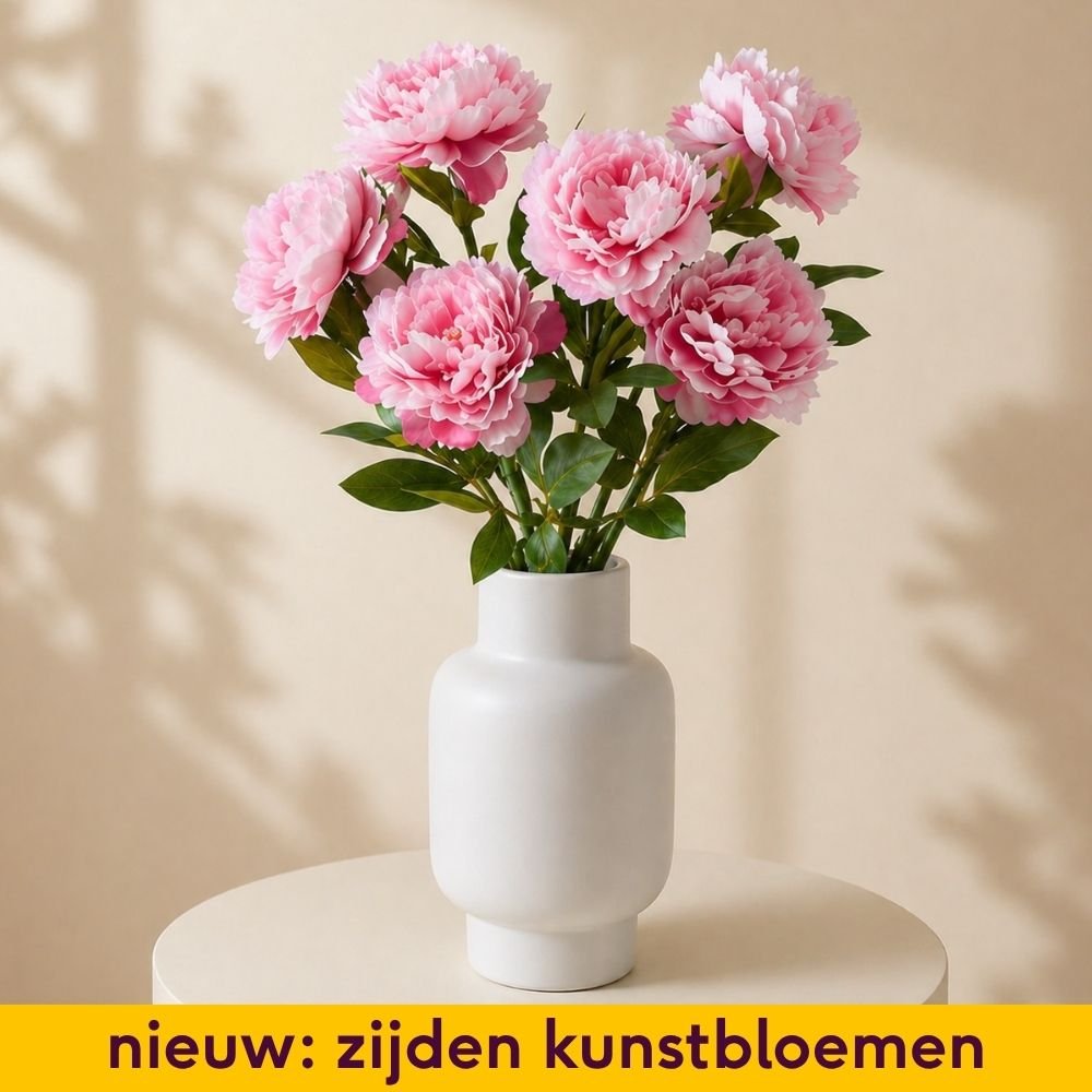 Zijden kunstbloemen Boeket Pioenrozen Greetz