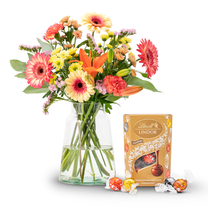 Boeket Seizoensstralen | Lindt LINDOR Cornet Assortiment | 200 gram