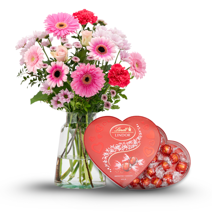 Boeket Zacht Roze | Lindt LINDOR Hart Melk
