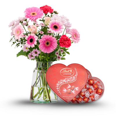 Boeket Zacht Roze | Lindt LINDOR Hart Melk