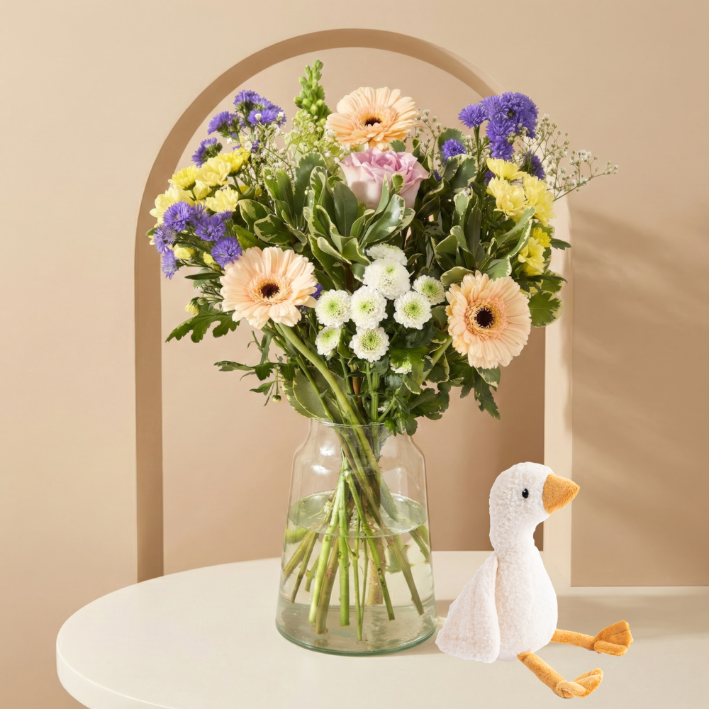 Boeket Pastel - Gans knuffel Bloemen Little Dutch