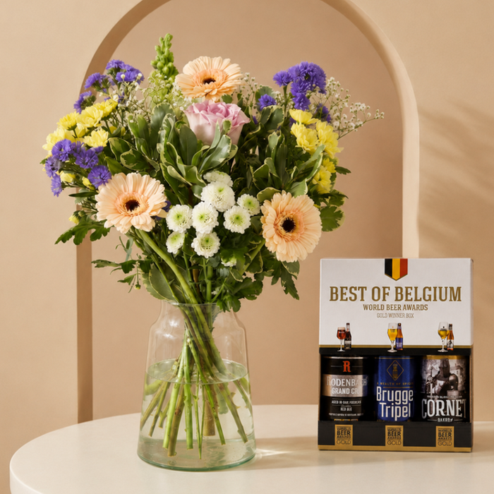 Boeket Pastel & Bierpakket Best of Belgium