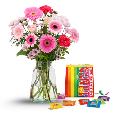 Boeket Zacht roze | Tiny Tony's Pouch 135g