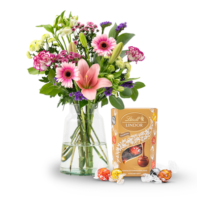 Boeket Bloemenfantasie | Lindt | LINDOR Cornet Assortiment | 200 gram