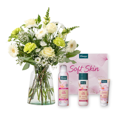 Boeket Waardevol Wit | Kneipp cadeaupakket Soft Skin