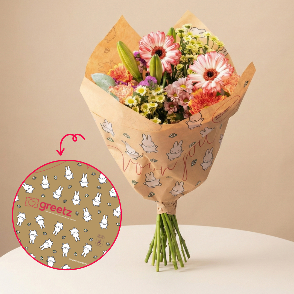 Boeket Seizoensstralen wrapping Bloemen Nijntje