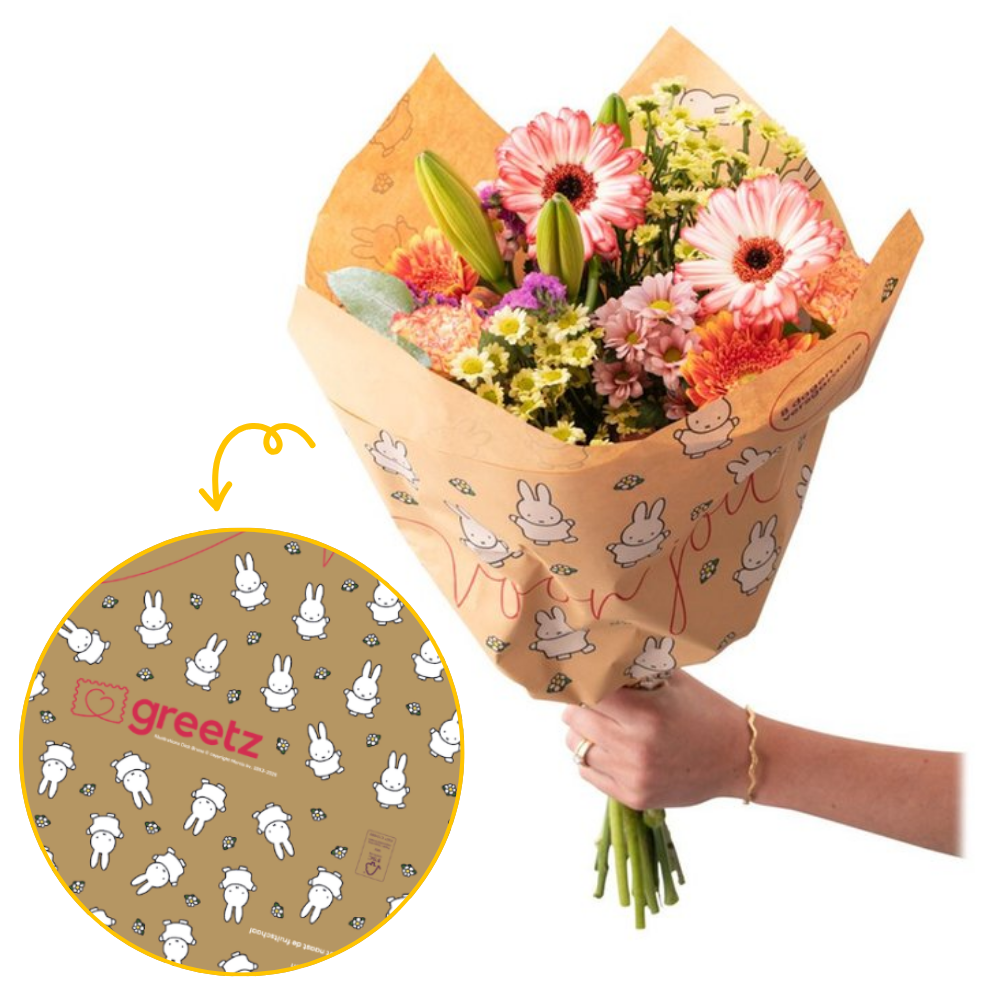 Boeket Seizoensstralen wrapping Bloemen Nijntje