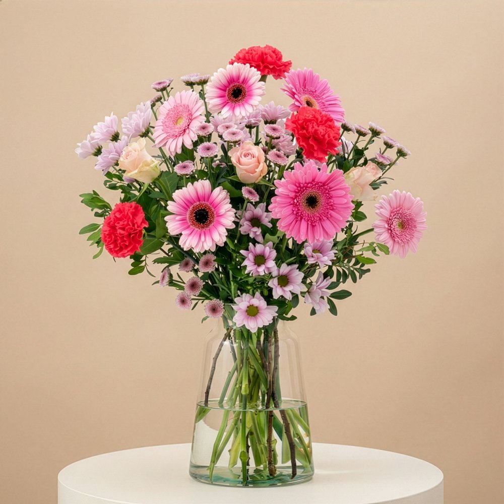 Boeket Zachtroze M-L Bloemen Greetz