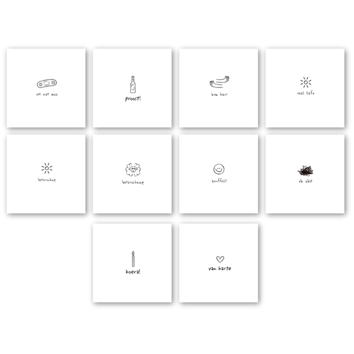 Minimalistische kaartenset voor meerdere gelegenheden | 10 wenskaarten inclusief envelop