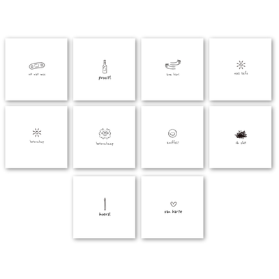 Minimalistische kaartenset voor meerdere gelegenheden | 10 wenskaarten inclusief envelop