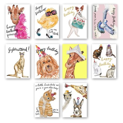 Marie Bodié | Verjaardag kaartenset met dieren thema | 10 wenskaarten inclusief envelop