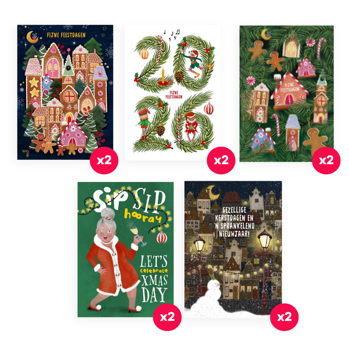 Fishuals | Kerst | 10 kerstkaarten met enveloppen