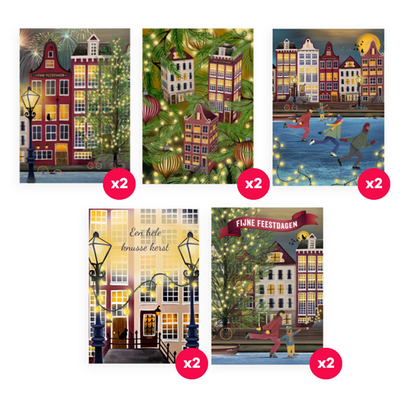 Greetz | Kerst | Grachten | 10 kerstkaarten met enveloppen