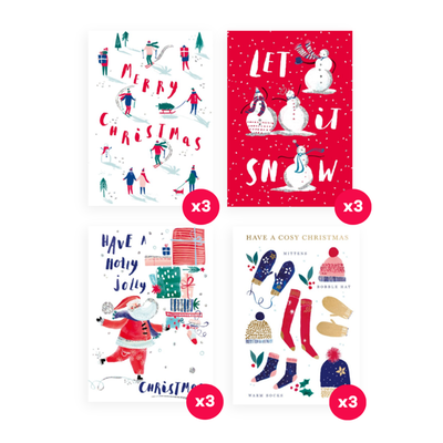 Greetz | Kerst | Sneeuw | 12 kerstkaarten met enveloppen