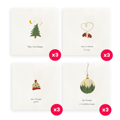 Greetz | Kerst | Minimalistisch | 12 kerstkaarten met enveloppen
