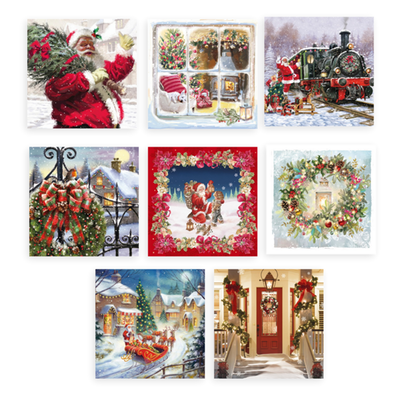 Greetz | Kerst | Kerstman | 8 kerstkaarten met enveloppen