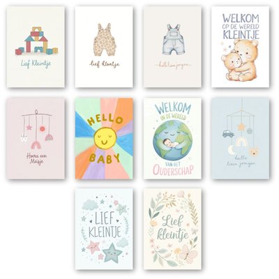 Geboortekaart | Kaartenset | 10 wenskaarten inclusief envelop
