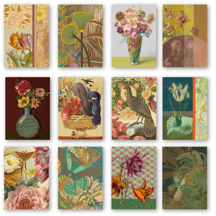 Artistieke kaarten | Kaartenset | 12 wenskaarten met envelop