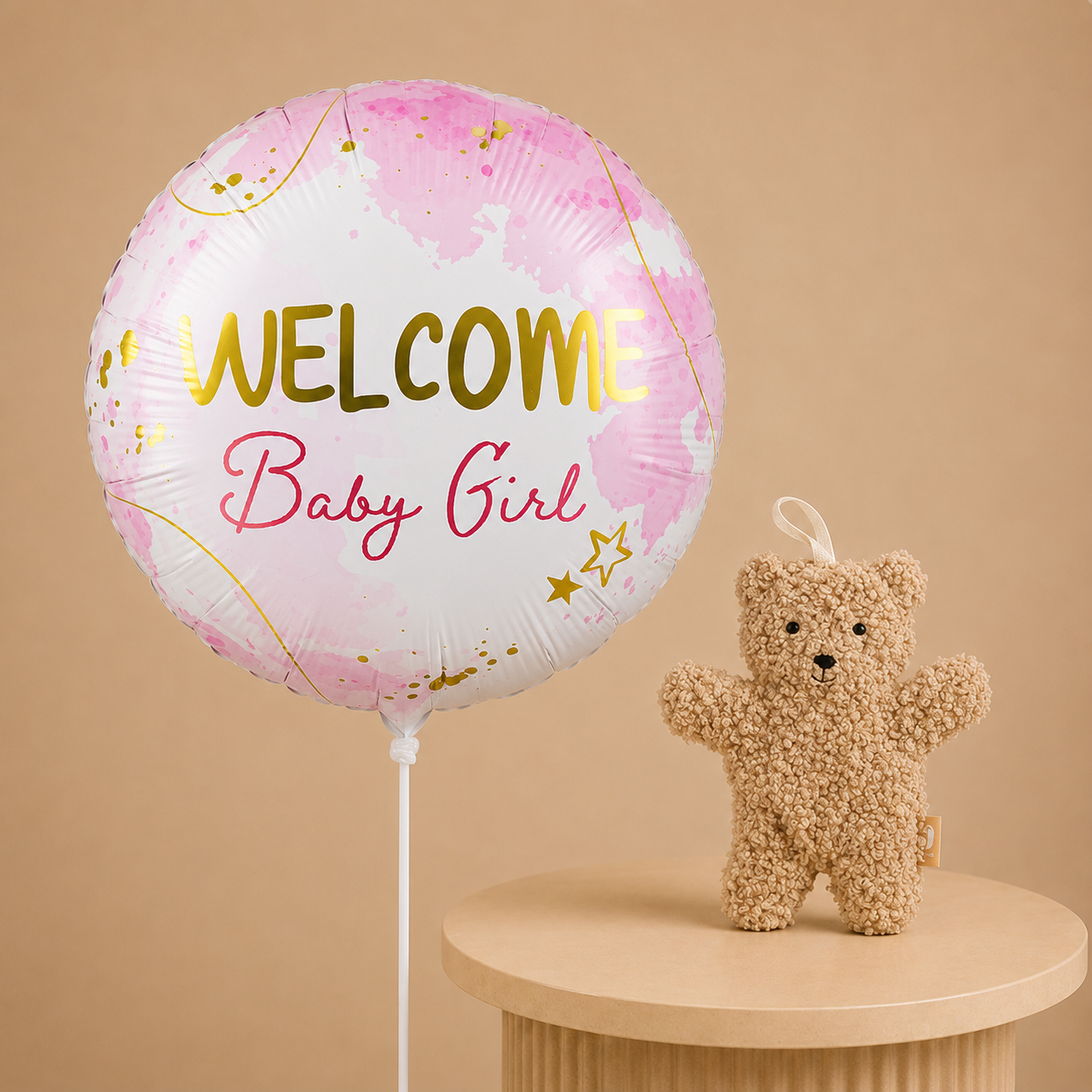 Ballon Welcome Baby Girl Speendoekje teddybeer Jollein
