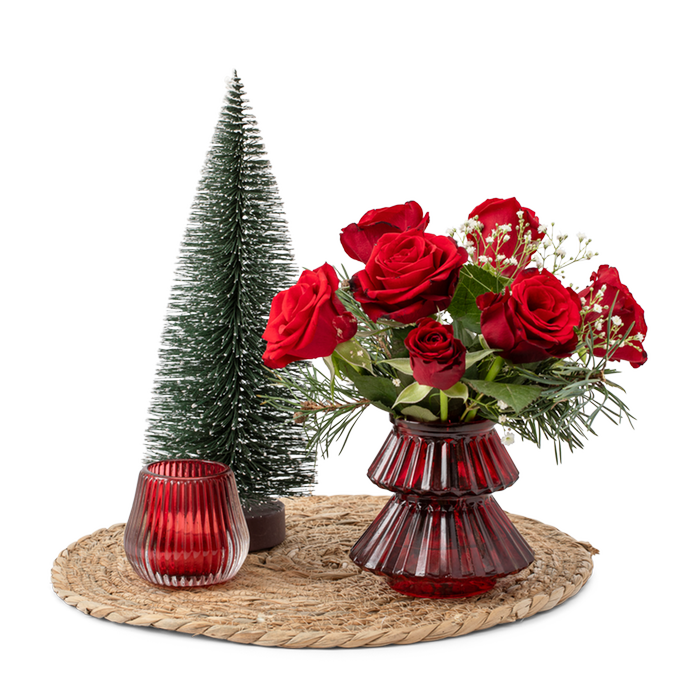 Rode rozen kerst set met kerstboom