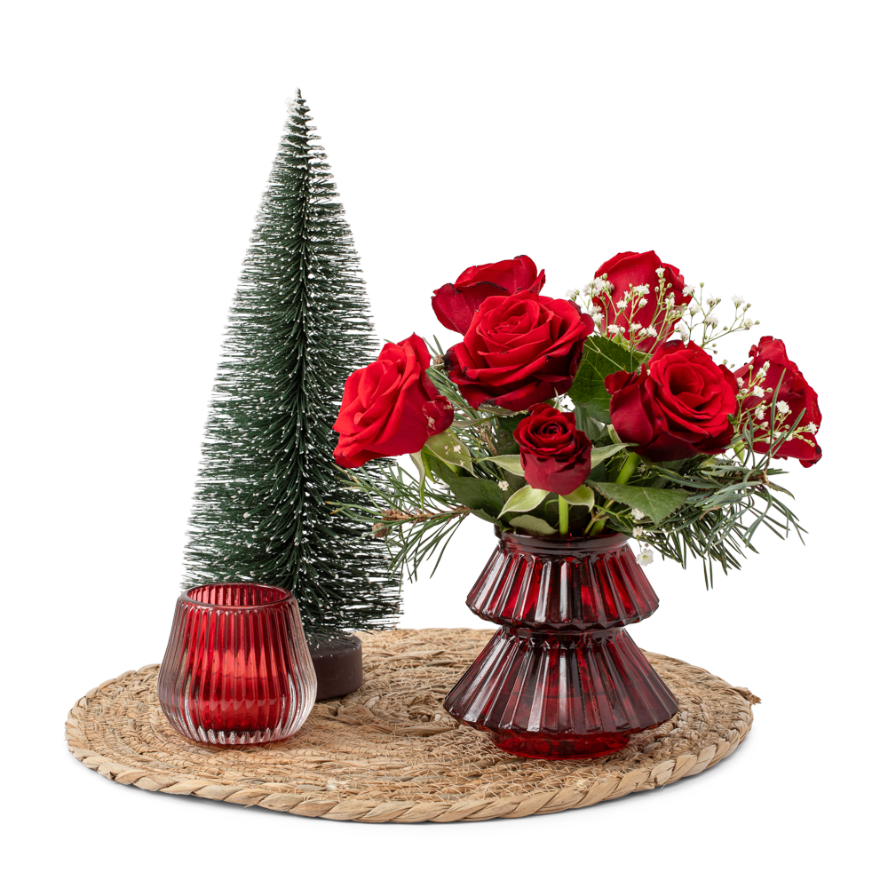 Greetz | Kerst Giftset | Rode rozen met kerstboom