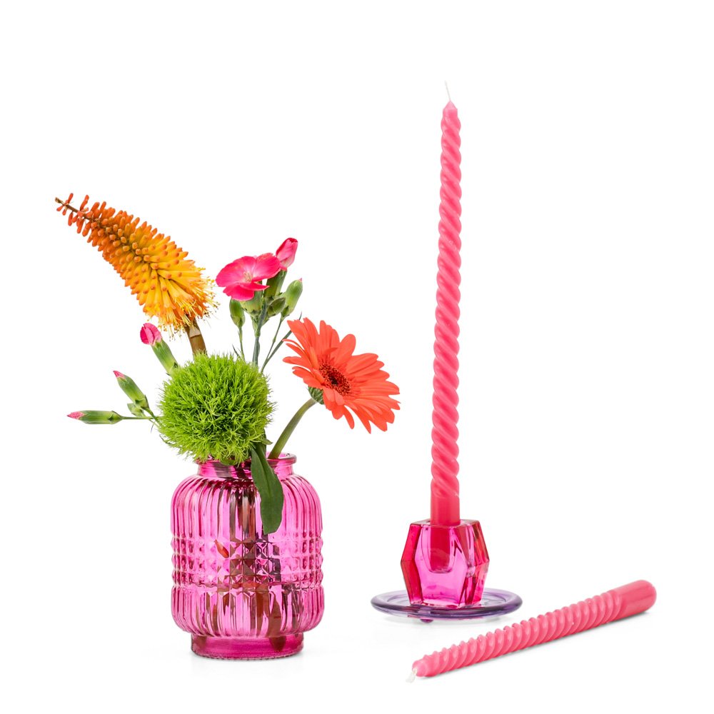 Greetz | Cadeaupakket | Twist of Joy | Inclusief vaas, kaars en houder | Flowers